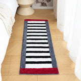 Qfdian  Luxury Striped Bath Mat Set - Thickened Microfiber, Super Absorbent & Non-Slip Bathroom Rugs, Soft Bedside Area Rug for Bedroom