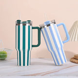 Qfdian  Thermal Bottle With Straw Handle and Lids Drinkware Hot Cold Stainless Steel Thermos Portable Car Coffee Cups Thermal Mug