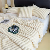 Qfdian  New Imitation Rabbit Plush Autumn Winter Warm Blanket and Pillowcase or Only Blankets Soft Warmth Throw Blanket for Sofa Lounger