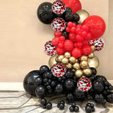 Qfdian  Red Black Balloon Garland Kit Gold Confetti Party Birthday Ballon Arch Casino Theme Wedding Graduation Decorations Helium Globos