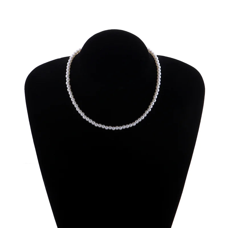 2024 Trend Elegant White Imitation Pearl Beads Choker Clavicle Chain Necklace For Women Wedding Jewelry Choker Collar