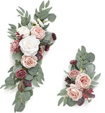 Artificial Wedding Arch Flowers Kit Boho Dusty Rose Blue Eucalyptus Garland Drapes for Wedding Decorations Welcome Sign