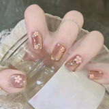 Qfdian 24Pcs Wearable Coffin Fake Nail Tips with Butterfly Camellia Designs Red Long Ballerina False Nails Press on Nails Art Manicure