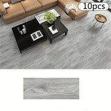 Qfdian  10Pcs 40x15cm PVC Floor Stickers Self-adhesive  Waterproof Thickened Wood Grain Floor  Foam  Living Room