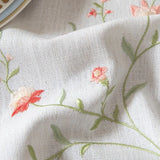 Qfdian  Three-dimensional Embroidery Table Cloth Light Luxury French Retro Rectangular Coffee Table Cloth High-grade Cotton Linen Decor
