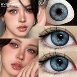 Qfdian 1Pair New Colored Contact Lenses for Eyes Brown Lenses Green Eye Lenses Gray Pupils Yearly Cosmetic Eye Contact Lens