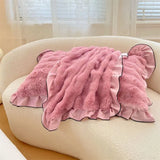Qfdian  Cute Fluffy Ruffled Home Pillow Cover Pink Plush Pillow Cover Girly Bedroom Decor for Bed Cushion & Home Decoration Bedding Gift
