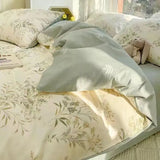 Qfdian Ins Korean Pastoral Flower Bedding Set Purple Bed Flat Sheet Pillowcase Twin Full Queen Size Bed Linen Women Girls Duvet Cover