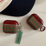 Qfdian Retro Style Grid Pattern Gloss Soft Cover Case for AirPods 4/3/2/1 Pro 2 Wireless Bluetooth Earphone Shell Good Lucky Pendant