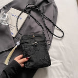 Qfdian  Y2k Aesthetic Butterfly Embroidery Mini Cellphone Bag Fashion Tassel All Match Shoulder Bags Women Pleated Handbags Crossbody