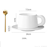 Qfdian  1pc Black/White Mug Ceramic Home Dining Table Office Restaurant Supplies Breakfast Afternoon Tea Milk Water Coffee Cup Plate Set