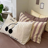 Qfdian  1pc Retro Korean Style Cotton Stripe Pillowcover Simple Envelop Sleeping Pillowcase Cushion Cover Home BedroomBedding Decor Gift