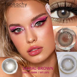 Qfdian  1 Pair Natural Fashion Colored Contact Lenses for Eyes Brown Pupils Gray Contact Lenses Cosmetic Lens New Pupil Yearly