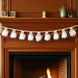 Qfdian  8 Ft Halloween Garland, Cute Ghost Banner with Wood Beads Decor Cute white ghost garland for rustic Halloween decor, wall, mant