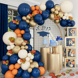 Qfdian  Retro Orange Navy Blue Balloon Garland Arch Kit White Sand Gold Fall Autumn Balloons Thanksgiving Graduation Decoration Birthday