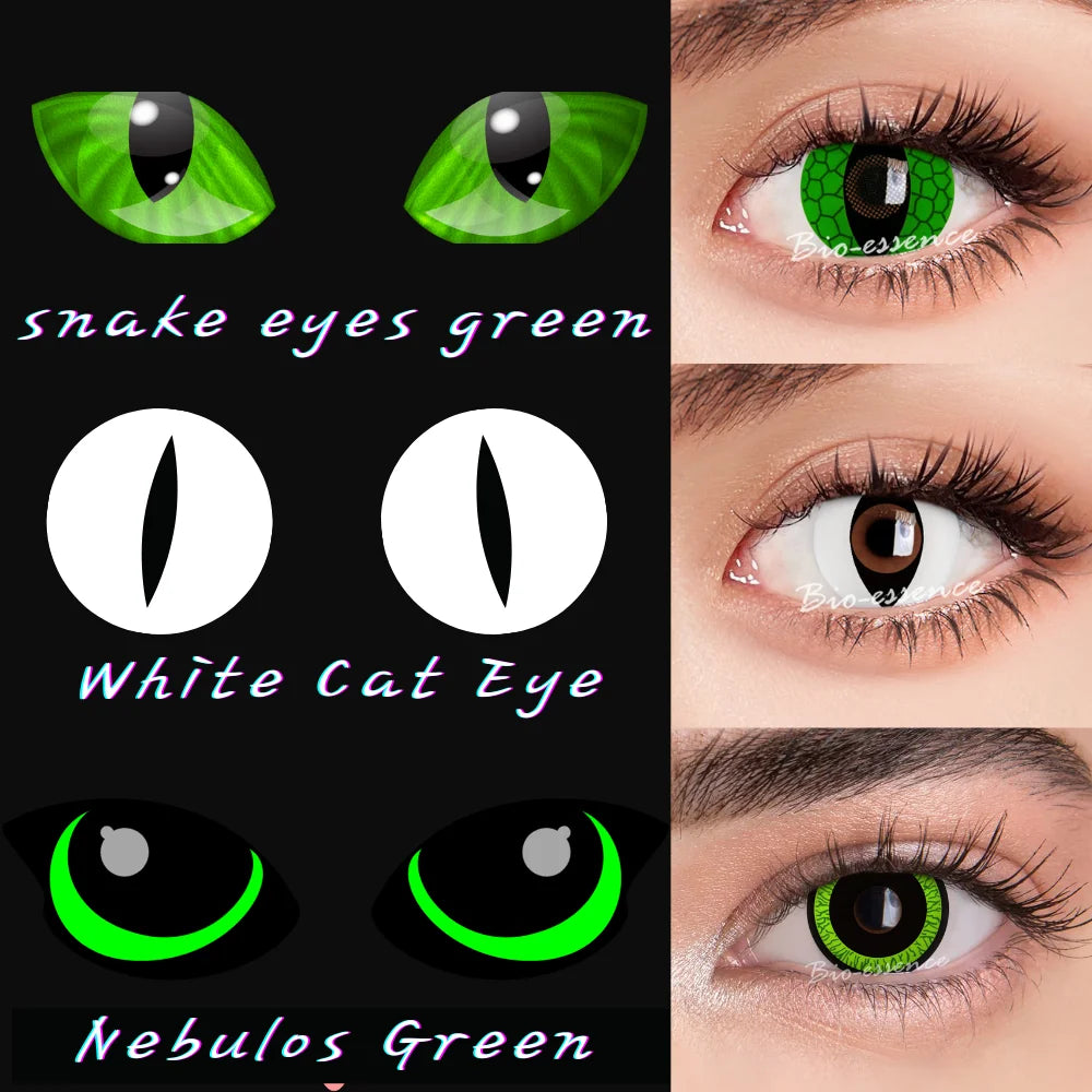 Bio-essence 1 Pair Cosplay Contact Lenses for Eyes Halloween Cat Eye Contacts Anime Accessories Snake Eye Lenses Lizard Lenses