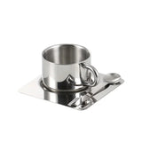 Qfdian  Minimalist Nordic Mug 3pcs Set 304 Stainless Steel Coffee Mug Heat Resistant Milk Cup with Saucer Spoon Placemat Tableware Set