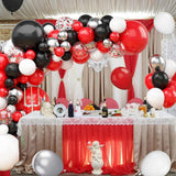 Qfdian  Red Black Balloons Garland Arch Kit White Metallic Silver Black Red Confetti Latex Balloon Graduation Birthday Party Decorations