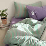 Qfdian  Simple Style Bedding Set Nordic Striped Duvet Cover Set 100% Cotton Flat Sheet Single Twin Size Double Bed Sheet Set For Bedroom