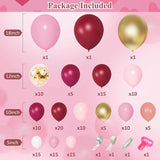 Qfdian  162Pcs Burgundy Pink Balloons Garland Arch Kit for Birthday Valentines Day Baby Shower Wedding Party Decorations Supplies