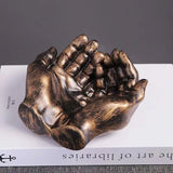 Qfdian  Bronze Silver Hand Ashtray Resin Sculpture Creative Hand Bowl Decorative Tray Home Desk Ornament Luxury Gift