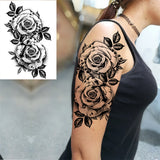 Qfdian  Realistic Sexy Peony Tattoos Temporary Women Adult Flower Arm Tattoos Sticker Waterproof Fake Floral Bloosom Body Leg Art Tatoos