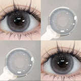 Qfdian  2PC Beauty Colored Contacts special Shiny Glitter Eye Makeup Contact Lens Black Gray Blue Brown Red Soft Contact Lens