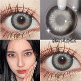 Qfdian 1Pair Green Colour Contacts Lenses Natural Blue Gray Eye Myopia Lenses Beauty Pupil Brown Lenses Makeup