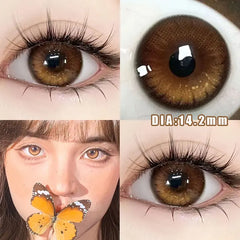 Qfdian 2Pcs Brown Colored Contact Lenses with Prescription Myopia Degree0.00-8.00 Nature Lens Eye For 2024 Year New Hot Sale