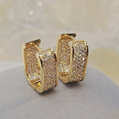 Korean Fashion Shiny CZ Hoop Earrings for Women Metal Luxury Gold Silver Color Simple Versatile Girls Earrings Hot Jewelry