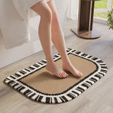 Qfdian  Retro Linen Bath Mat - Quick Absorb & Dry Woven Bathroom Rug, Non-Slip Shower Door Mat with Durable Rubber Backing
