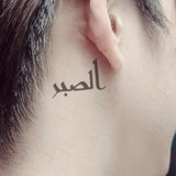Qfdian  Waterproof Temporary Tattoo Sticker Black Arabic Letters Rome Clock Compass Geometry Pattern Fake Tatoo Flash Tatto Women Men