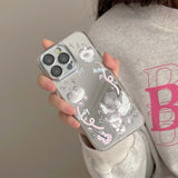 Qfdian Mirror angel cute music cat phone case for iphone 15 13promax 15pro 12promax 13pro 14 13 pro max 12 ins pink guitar fundas