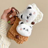 Qfdian Korea Lovely Plush Panda Knitted Headphone Cases For Galaxy Buds 2 Cover For Galaxy Buds Live Shockproof Fundas Protective Shell