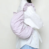 Qfdian Fashion Simple Pleated Women Cloud Bags Vintage Y2k Aesthetic Casual Handbags 2025 All Match Streetwear Trendy Shoulder Handbags