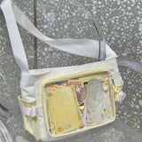 Qfdian Y2k Aesthetic Patchwork Contrast Color Crossbody Bag All Match Preppy Trendy Casual Ita Bags Women Transparent Ins Shoulder Bags