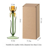 Qfdian  Modern Three-dimensional Iris Flower Glass Candle Holder Romantic Tall Feet Candlestick  Wedding Dinner Table Home Decoration
