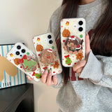 Qfdian Cartoon cute christmas shell magnetic for iphone 15promax 16 13 14pro 15 pro max 13pro 16pro 14 puppy stand holder phone case