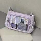 Qfdian Y2k Aesthetic Patchwork Contrast Color Crossbody Bag All Match Preppy Trendy Casual Ita Bags Women Transparent Ins Shoulder Bags