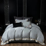 Qfdian Lyocell Cotton Jacquard Soft Silky Luxury Bedding Set Queen King Size Duvet Cover Set Bed Sheet/Fitted Sheet Pillowcases 4Pcs
