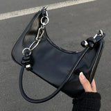 Qfdian Y2k Aesthetic Casual Top-Handle Bags Office Lady Office Lady Fairy Chic Shoulder Underarm Bag Luxury Design Purses and Handbags