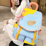 Qfdian 2025 new women Patchwork Contrast Color schoolbags High-capacity student travel bags fashion Y2k Aesthetic All Match Backpacks
