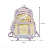 Qfdian High-capacity Casual Contrast Color Backpacks Y2k Aesthetic Transparent Schoolbags Streetwear Students Patchwork Backpack Women