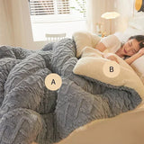 Qfdian  High End Thickened Winter Warm Blankets for Beds Artificial Lamb Cashmere Weighted Blanket Thicker Warmth Duvet Quilt Comforter