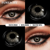 Qfdian  1 Pair Big Black Contact Lenses Beautiful Pupils for Eyes Colored Softlens Natural Brown Grey Lens Contacts Yearly Lens