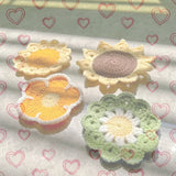 Qfdian  Flower Crochet Coaster Handmade Knitted Placemat for Tea Mug Pad Table Kitchen Decor for Birthday Wedding Tea Time