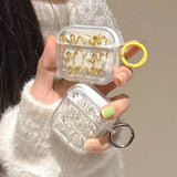 Qfdian  Gold Foil Glitter Snake Earphone Case For Apple AirPods 4 3 2 1 Pro 2nd Wireless Bluetooth Charging Box Headset Protective Cover