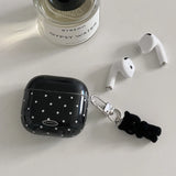 Qfdian Korea Cute Black Polka Dots Soft Cover Case For Apple AirPdos 1 2 3 4 Pro 2 Earphone Protection Cases Cartoon Lovely Cat Pendant