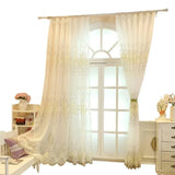 Qfdian  European Pastoral Embroidered Flower Curtains for Living Dining Room Bedroom White Gauze Bay Window Korean Window Screen Balcony