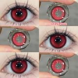 Qfdian  2pcs/pair Cyber Series Halloween Colored Contact Lenses for Makeup Eyes Big Pupils Red Contact Lenses Brown Lens Myopia